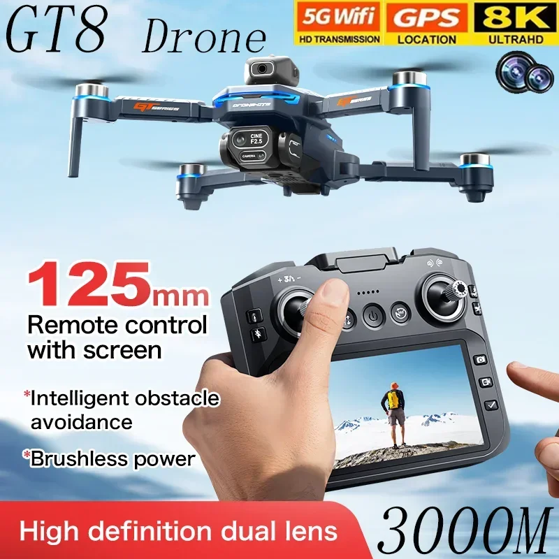 Drone Camera 4K - Drone GT8 dengan Sabuk Penghindar Hambatan,